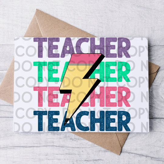 Teacher Pencil Bolt Ready To Press Sublimation ; Back School