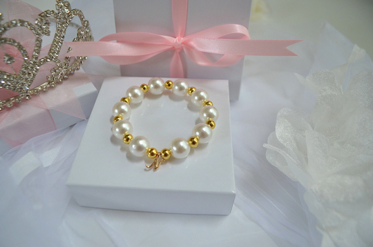 Flower Girl Bracelet Toddler, Personalized Pearl Bracelet, Gold Toddler Bridesmaid Gifts, Gifts