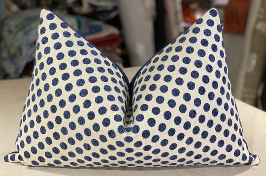 One Kravet Design Kate Spade Navy "Posie Dot" Polka Dot Chenille Custom Bolster Pillow - Couture Wool Back 15" By 23" 1 Available