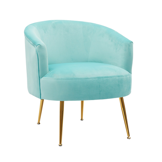 Velvet armchair accent chair tubchair with gold metal legs, Pink