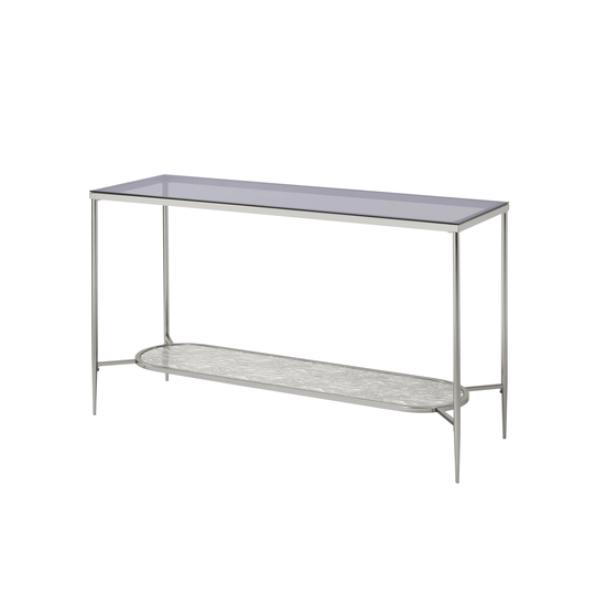 Sofa Table In Glass & Chrome Finish Colorglass & Chrome Finish Tempered Glass Coffee, Console, Sofa & End Tables