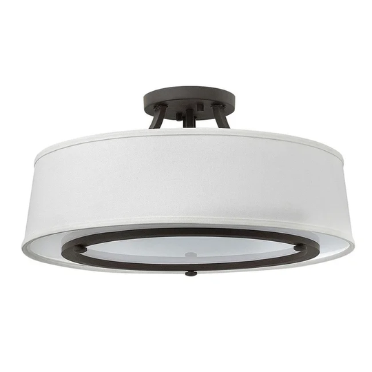 Hinkley Lighting 3 Light Semi-Flush Ceiling Fixture with White Fabric