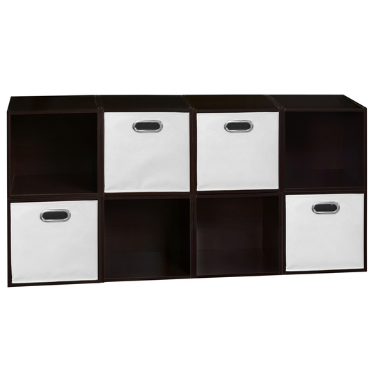 Noble Connect Storage Set - 8 Cubes and 4 Canvas Bins- Truffle/White