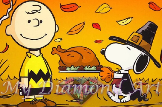 5D Diy My Diamond Art | Charlie Brown Snoopy Thanksgiving Painting Kit | New
