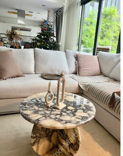 Calacatta Viola Marble Coffee Table, Center Handmade Free Shipping, Fast Custom Design, Italy Model