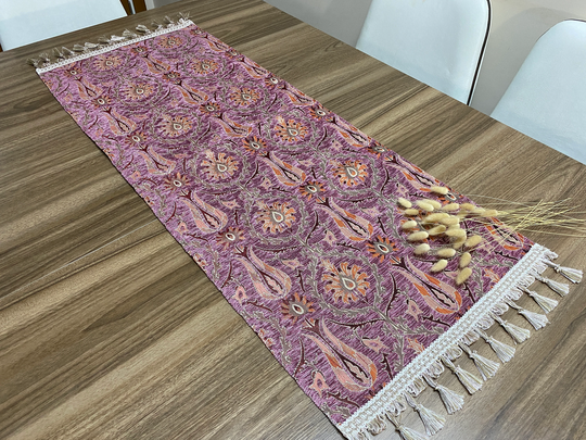 Fuchsia Turkish Table Runner, Boho Runner For Wedding, Tulip Design Home Decor, Farmhouse Decoration Rnr473-475