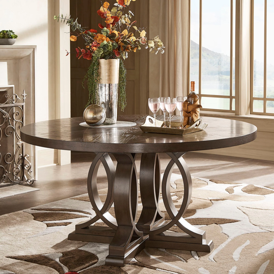 Sullivan Dark Walnut Finish 60" Round Dining Table by iNSPIRE Q Classic - Table Only