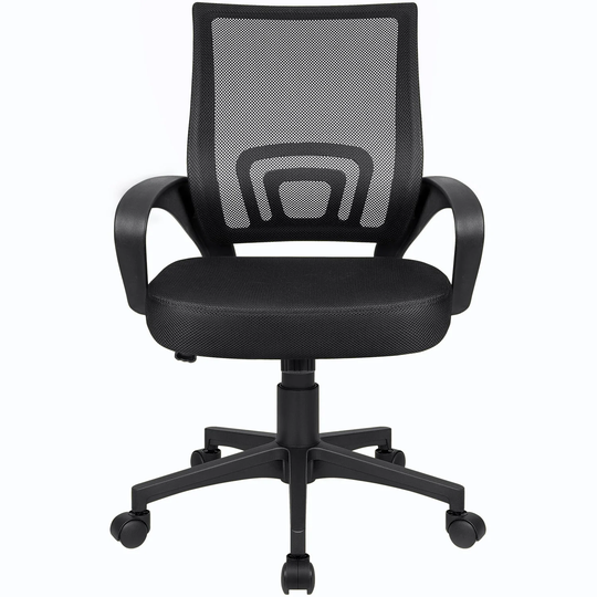 Mid-Back Mesh Office Desk Chair Ergonomic Height Adjustable Computer Chair with Lumbar Support and Armrest, Black