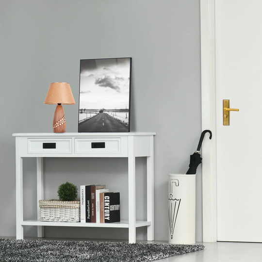 HOMCOM Console Table with 2 Storage Drawers and Open Shelf, Modern Sofa Table for Hallway, Living Room, Bedroom