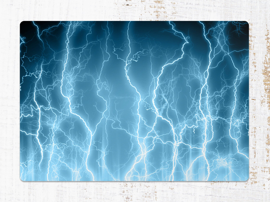Blue Dark Storm Lightning Chair Mat, White Protective Splat Nature Vinyl Floor Area Rug, Comfort Mat