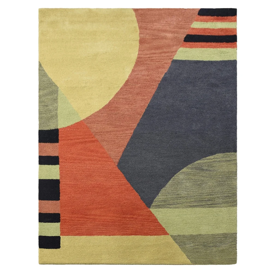 Modern Geometric Multi-Color Area Rug Hand-Tufted Abstract Wool Carpet