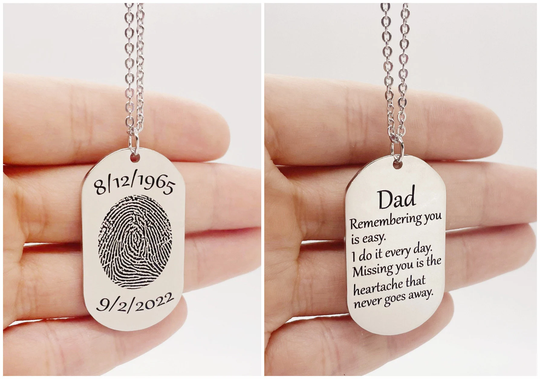 Dogtag Necklace/Custom Fingerprint Necklace/Personalized Dogtag Necklace/Memorial Gift For Him/Custom Gift Him/Men's Charm