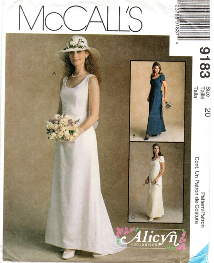 Bust 42 Mccall's Alicyn Bridal Wedding Gown & Bridesmaid Dress Pattern Size 20