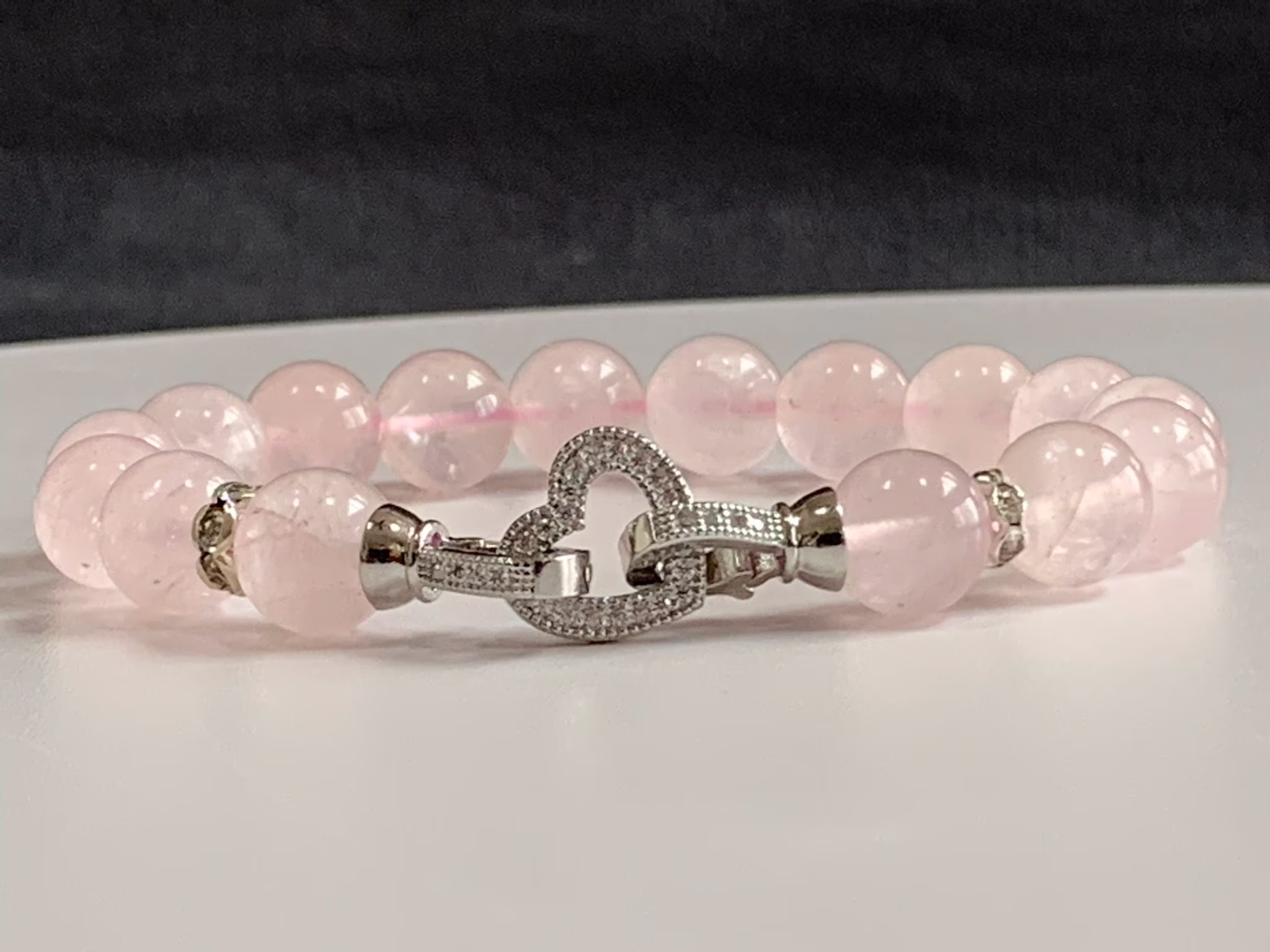 Rose Quartz Bracelet, Natural Stretch Quarts Crystal Gemstone Beads