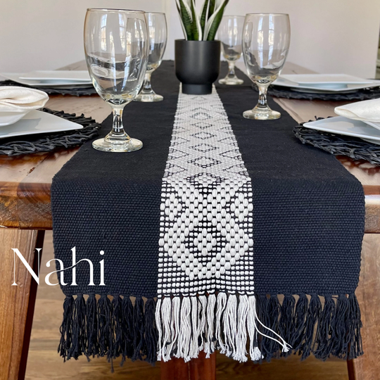 Oaxaca Table Runner/Mexican Runner/Boho Runner/Table Accents/Mexico Runner/Black Runner/Dinner Decor