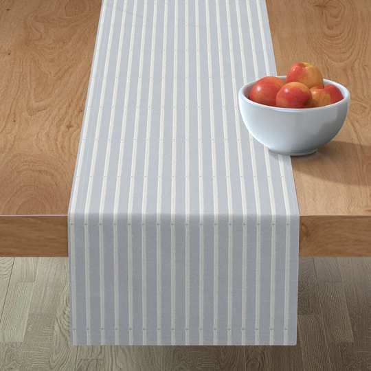 French Blue Stripes Table Runner - Vintage By Onesweetorange Rustic Shabby Chic Cotton Sateen Spoonflower