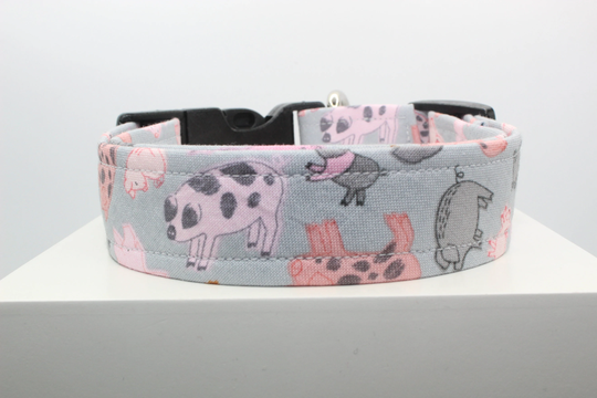 Piggies Dog Collar, Handmade Custom Fabric Print Collars For Dogs, Dog Collars, Dogs