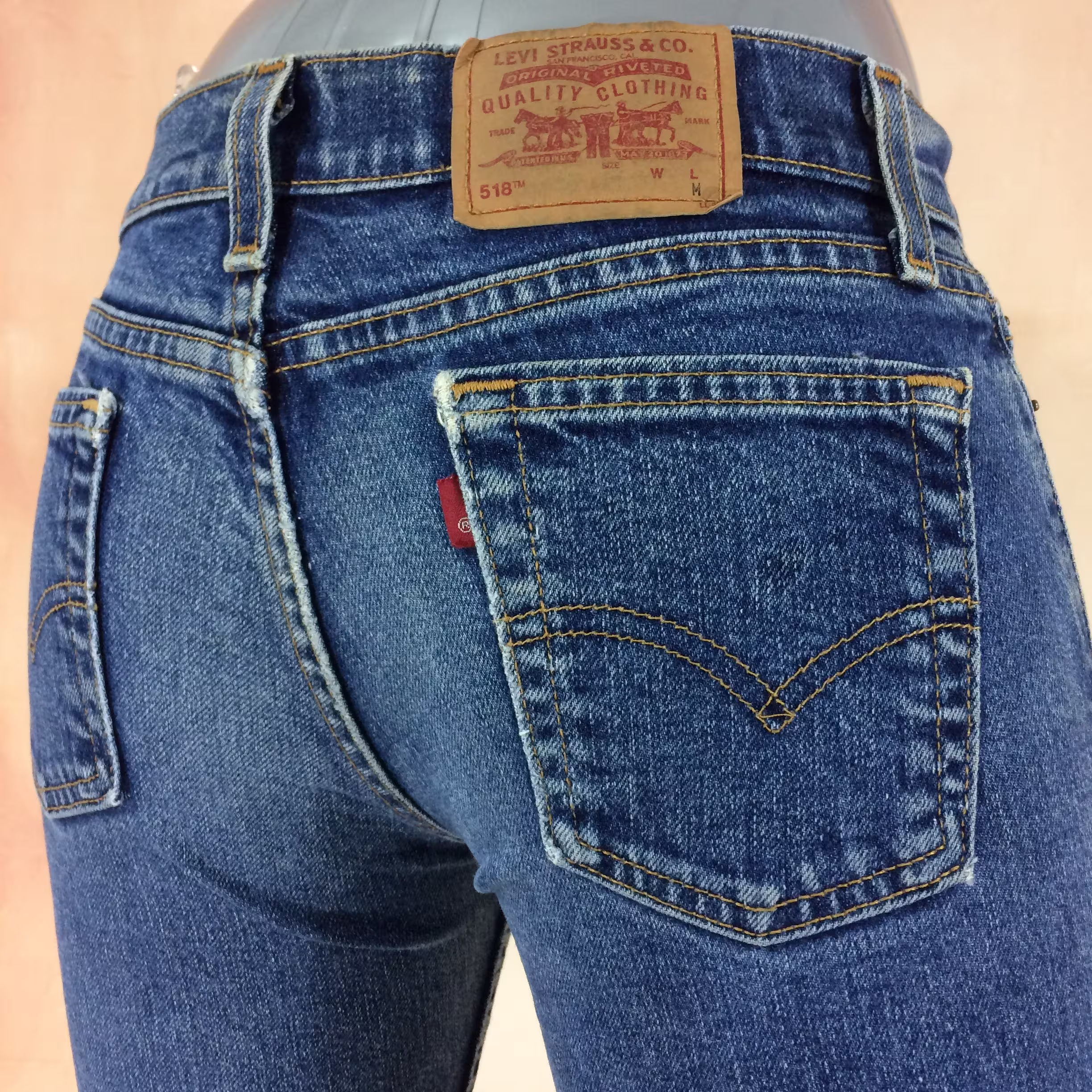 Size 28 Vintage Levis 518 Women's Superlow Boot Cut Stretch Jeans Low Waisted Y2Ks Distressed Girlfriend Mom Made in Usa