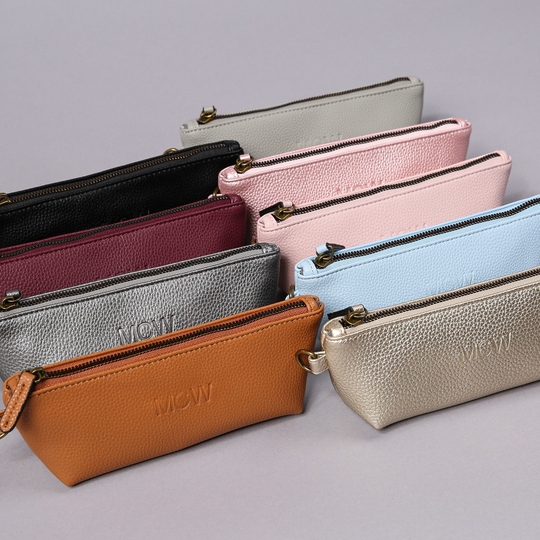 Set Of 11, 12, 13, 14, 15, 16 Personalized Pencil Case Vegan Leather Make Up Bag Bridesmaid Mom Gift Cosmetic Organizer Pouch For Her