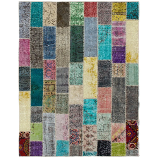 ECARPETGALLERY Hand-knotted Color Transition Patchwork Multi Wool Rug - 5'5 x 7'9