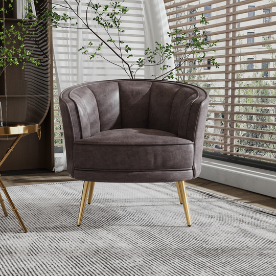 PU Leather Tub Barrel Leisure Accent Chair