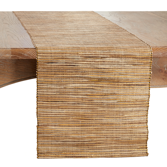 Nubby Table Runner With Shimmering Woven Design