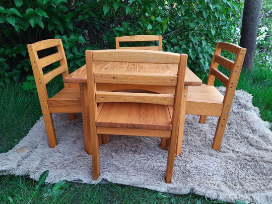 Kids Table & 4 Chairs Set Adjustable For Children From 1 Year Old Montessori Furniture Waldorf