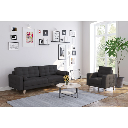 Modern Sabrina Sleeper Sofa, Square Arm Couch Sofa for Room Decor, Solid Pine Wood Made Comfortable Sofa Bed Furniture