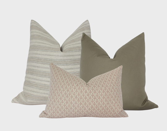 Sofa Pillow Combo, Set Of 3, Olive Covers, Blush Throw Pillows, Set, Combinations, Combo