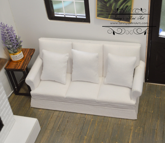 112 Dollhouse Miniature Farmhouse Sofa White E28-A