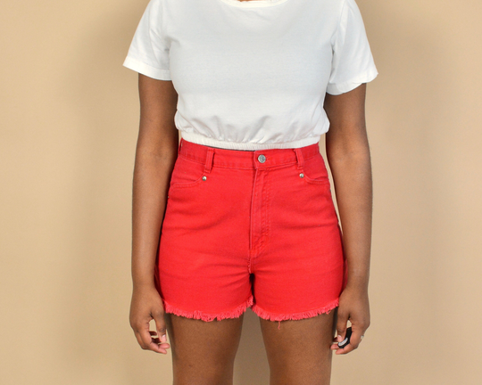 Bonjour Size 28 Denim Red Cutoff Shorts