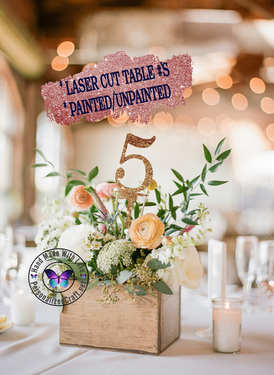 Wooden Table Numbers For Flowers, Rustic On Sticks, Decor Flower Arrangements, Gift Bride & Groom