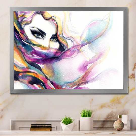 Designart 'Stylish Fashionista In Vibrant Colors IX' Glam Framed artwork