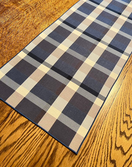 Plaid Table Runner, Blue Den Decor, Fall Tartan Man Cave Decor