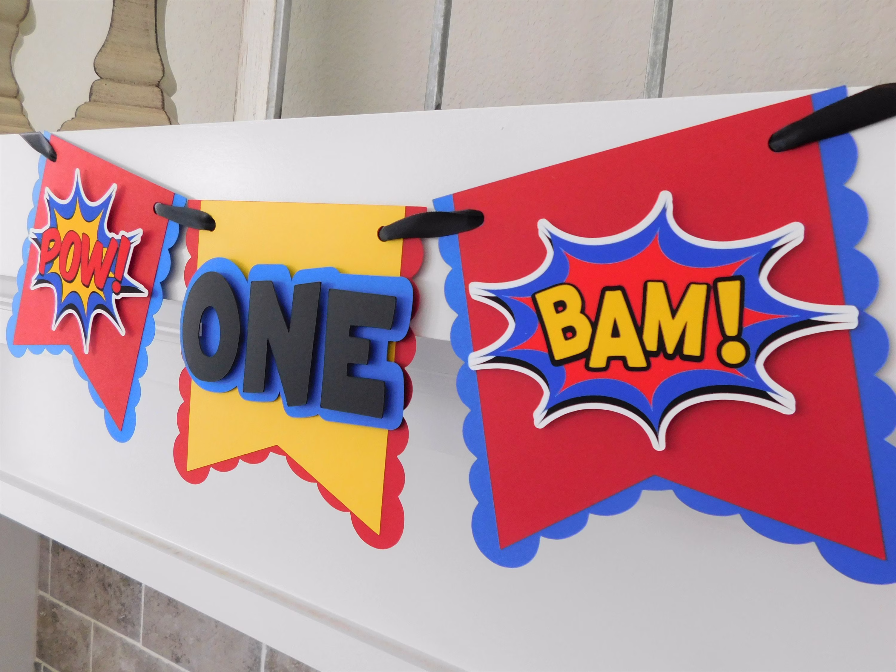 Super Hero High Chair Banner, Party Decorations, Birthday Banner