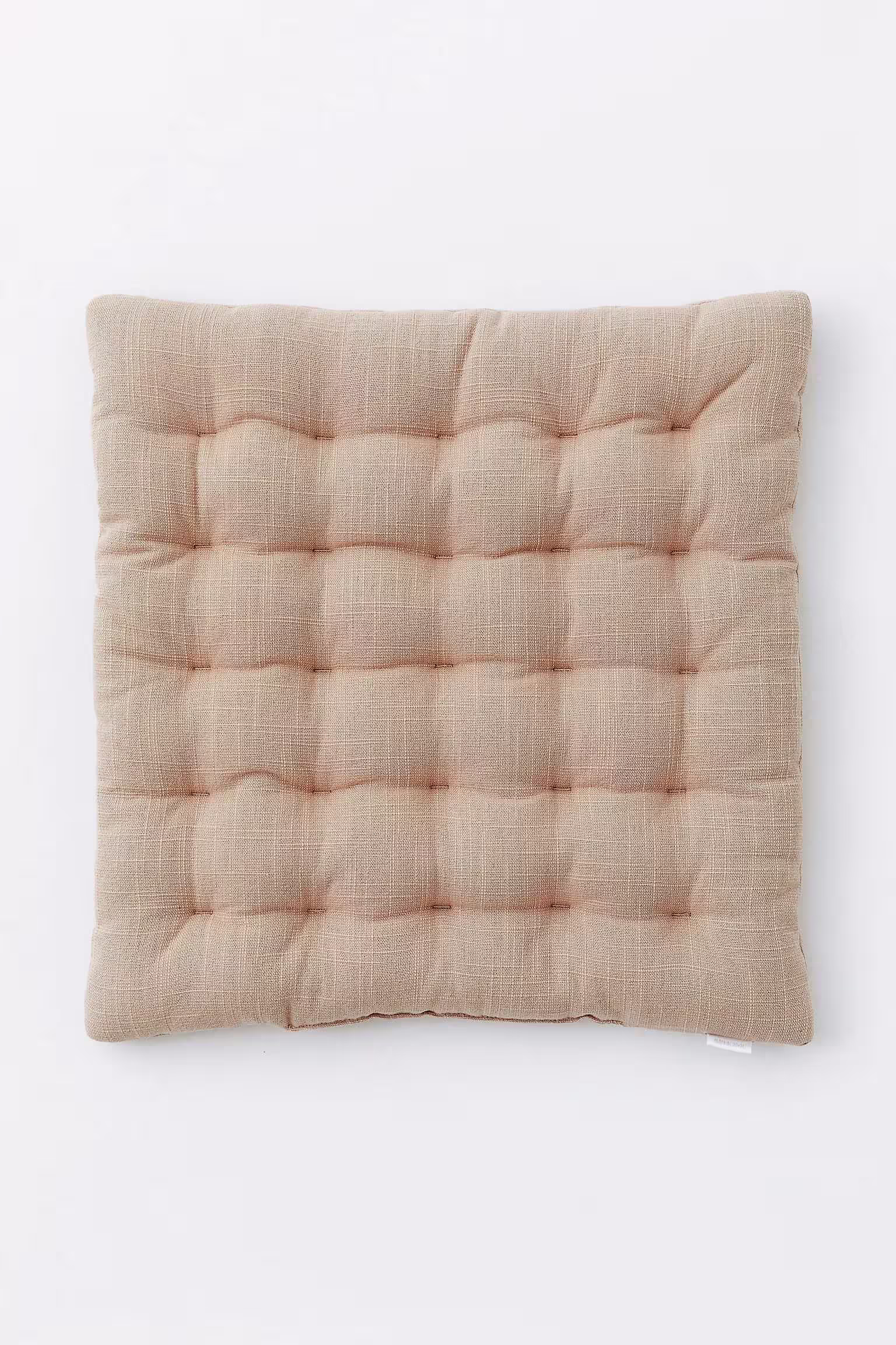 Tufted Linen Chair Cushion, Pure Seat Pads & Cover, +4 Color Handmade Square Dining Kitchen Cushions 16x16 Inc With Ties