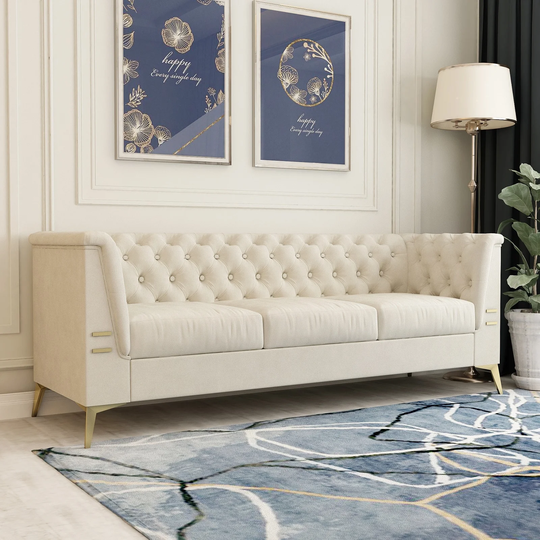 Elegant Design Velvet Flared Arm Sofa 3 Seat Sofa
