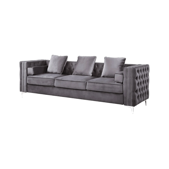 ACME Bovasis Sofa with 5 Pillows in Gray