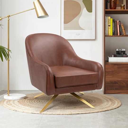 VredHom Modern Swivel Accent Chair with Stainless Steel Legs
