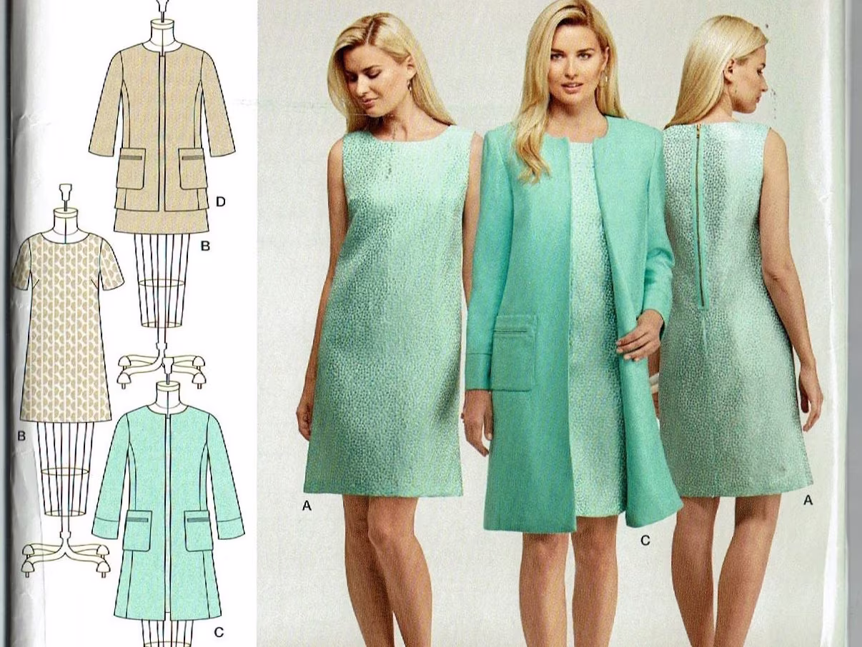 Threads Magazine Collection Simplicity 1168 Dress in 2 Lengths & Coat Or Jacket Sizes 6 8 10 12 14 16 18 20 Uncut Sewing Pattern