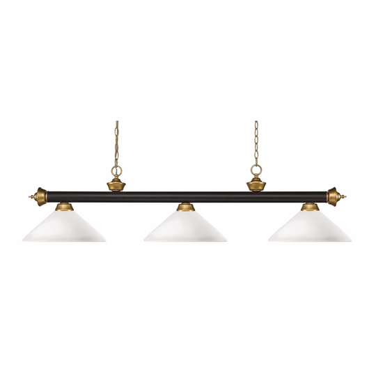 Avery Home Lighting Riviera Bronze & Satin Gold Matte Opal 3 Light Billiard Light - Bronze + Satin Gold