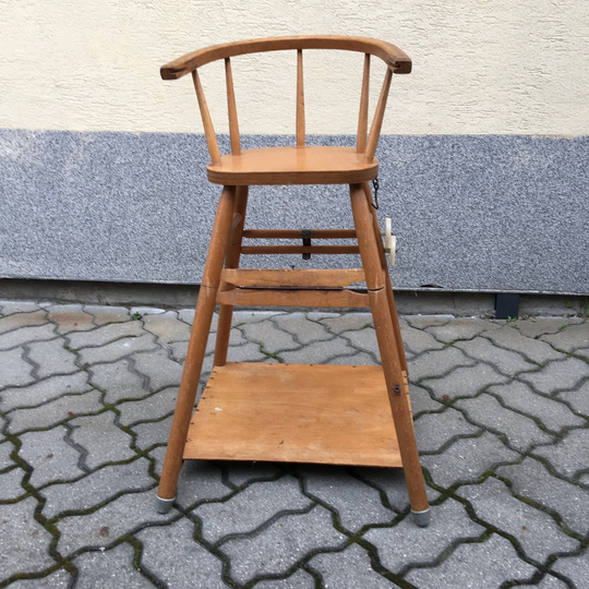 Vintage High Chair Baby Kids Wood Table Retro 70S