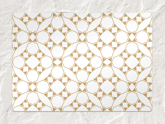 Gold Shapes Chair Mat, Splat White Vinyl Floor Art Deco Protective Pad, Office Room Rug, Kids Decor