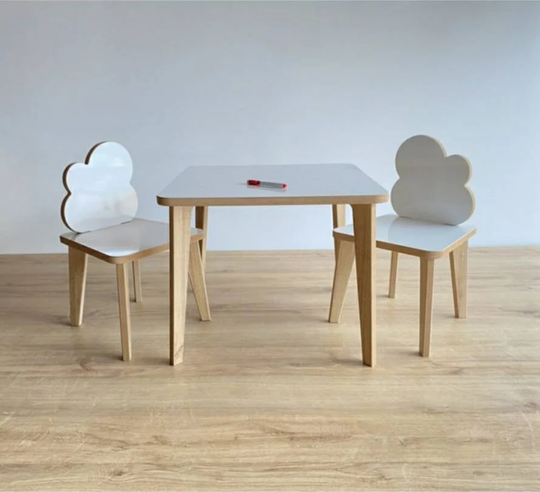 Kids Table & Chairs | Wooden Furniture Cloud Rabbit Toddler Chair Set Montessori