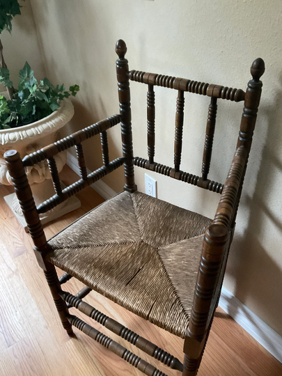 Antique French Spindle Spool Arm Chair