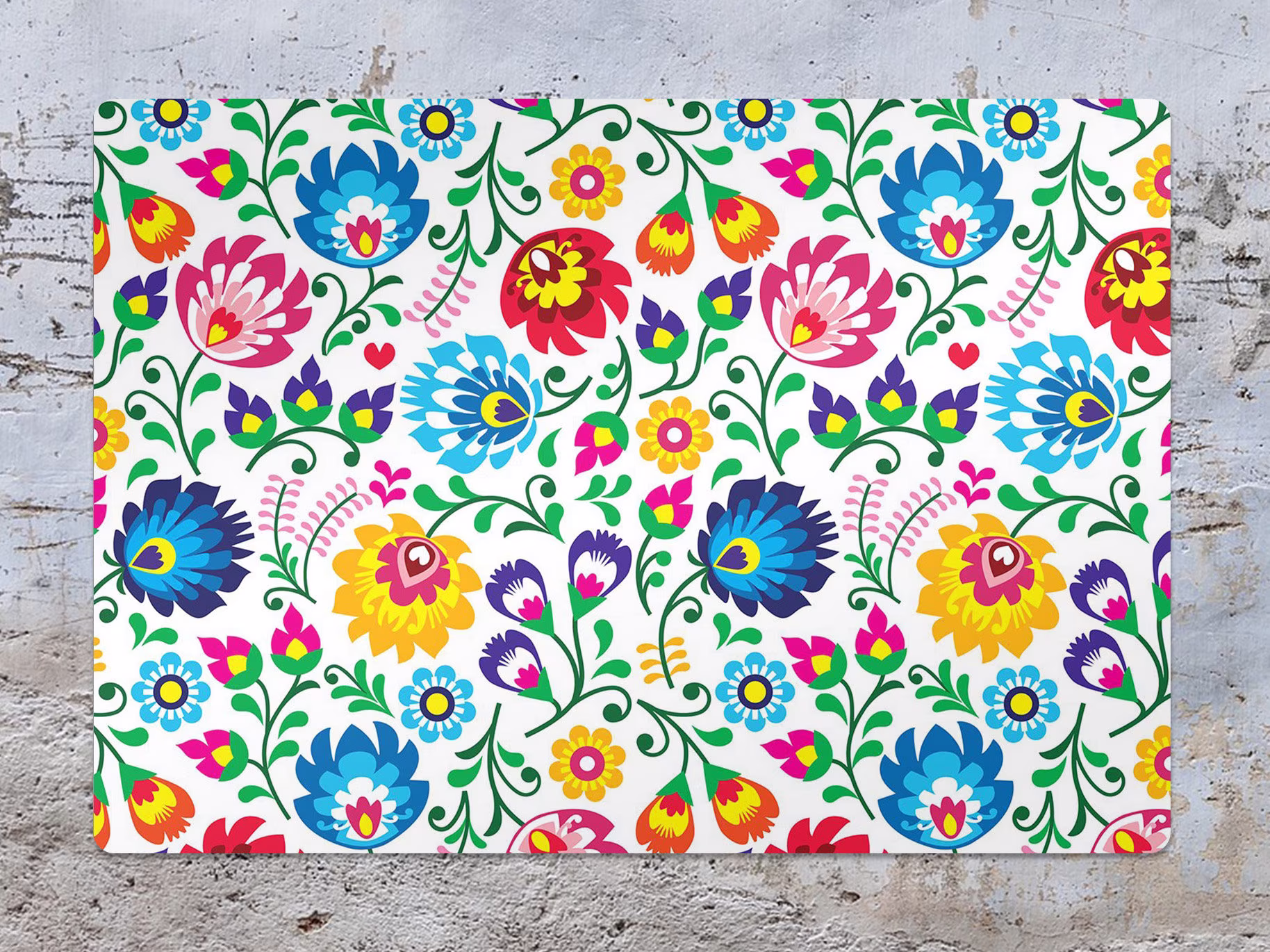 Colorful Polish Chair Mat, Red Protective Blue Splat Floral Vinyl Floor Office Room Rug, Housewarming Gift