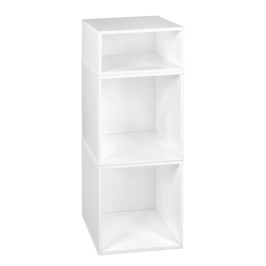 Noble Connect Storage Set- 2 Full Cubes/1 Half Cube- White Wood Grain