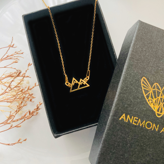 Mountain Necklace Gold Silver, Snowy Pendant Necklace, Women Explorer, Adventure, Outdoor Gift For Nature Lover