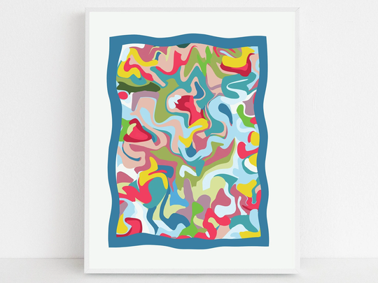 Summer Beach Towel Print - Colorful Abstract Wall Art Whimsical Bright Color Picture Happy Rainbow Available Framed Or Matted
