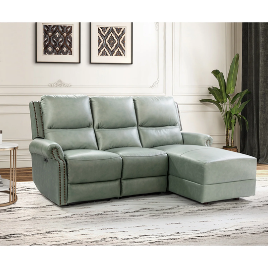 Casto Genuine Leather Sectional Sofa with Rolled Arms